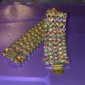 Gold and Multicolor Rhinestone Bracelet